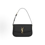 SAINT LAURENT YSL SOLFERINO letter LOgo lock opening and closing shoulder strap adjustable underarm bag, single shoulder bag, medium size, black